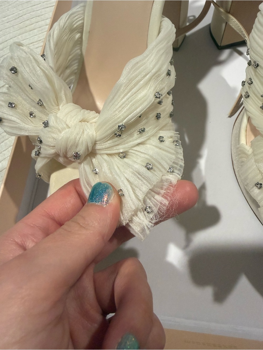 Loeffler Randall Natalia White Rhinestone Heel Size 9 - Picture 14 of 14